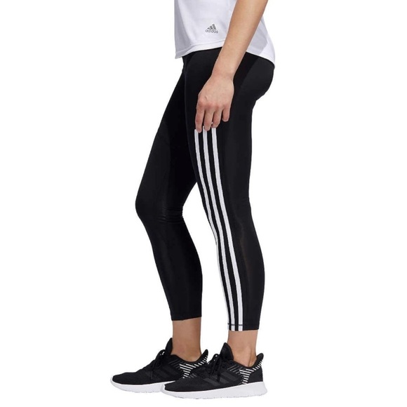 adidas Pants - 🆕 ADIDAS Woman’s Black Leggings with Triple White Stripes Size M